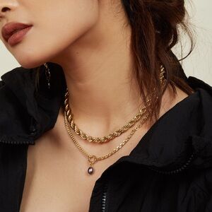 J. Crew NWT gold rope chain necklace minimalist chic elegant long twist